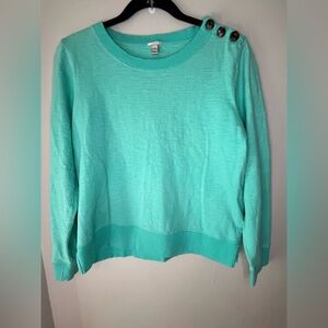 J.CREW Teal Button Shoulder Long Sleeve Top Women’s Size Medium
